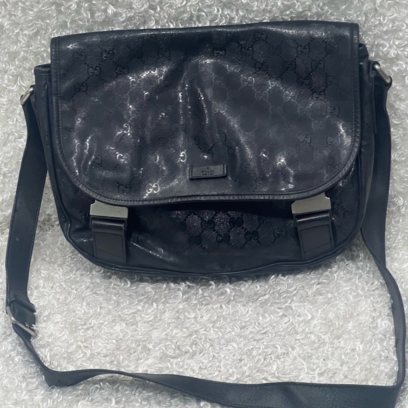 Gucci Black Imprime Monogram Flap Medium Messenger Bag - Picture 1 of 16